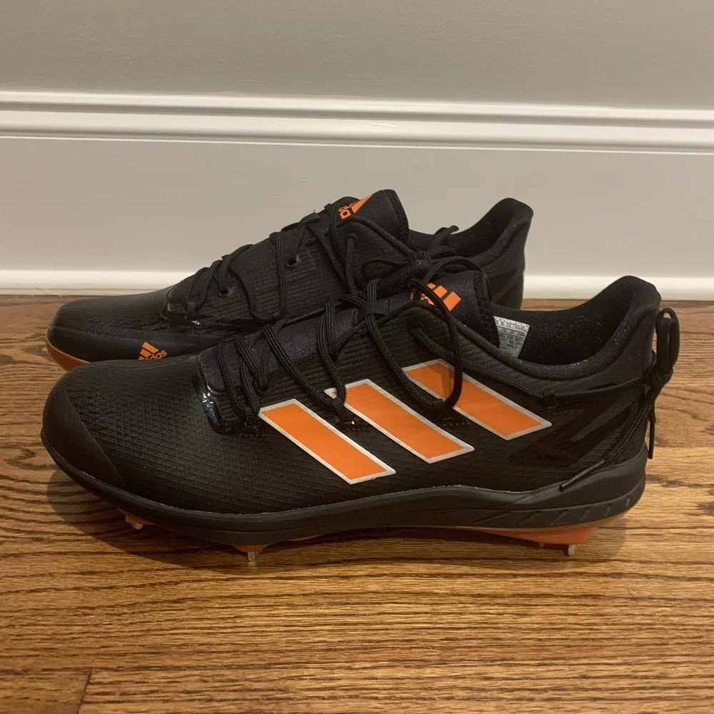 Adidas Adizero Afterburner 8 Black Orange Metal Baseball Cleats Men's 14 H00975